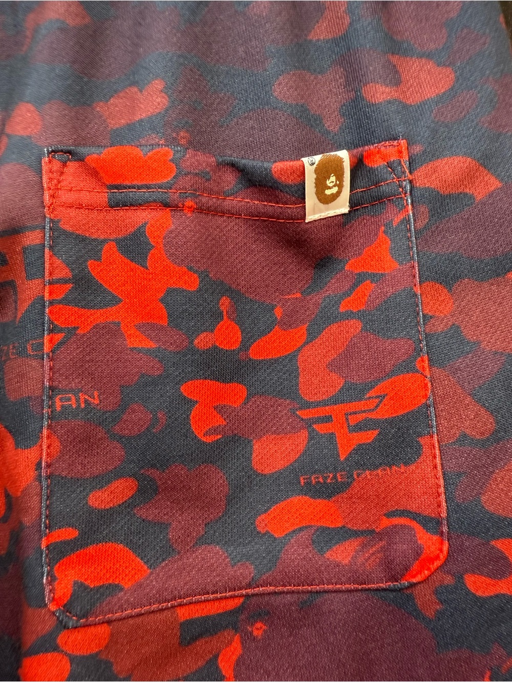 Bape FaZe Clan Red & Black Camo Athletic Shorts - Picture 7 of 10